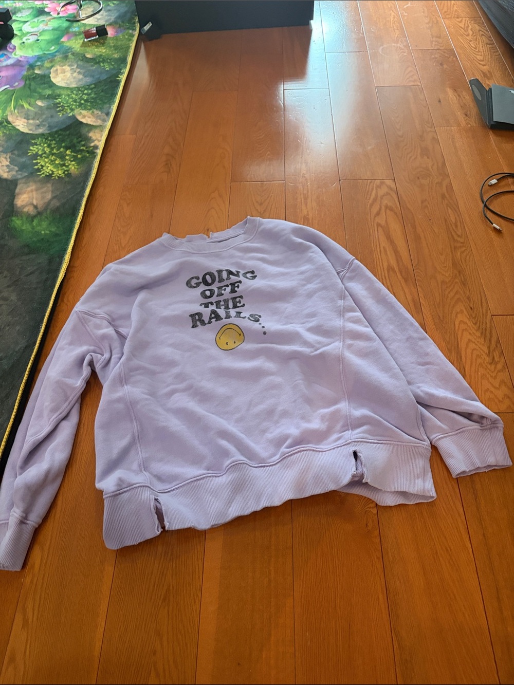 Everly Lavender Graphic Crewneck Sweatshirt with Smiley